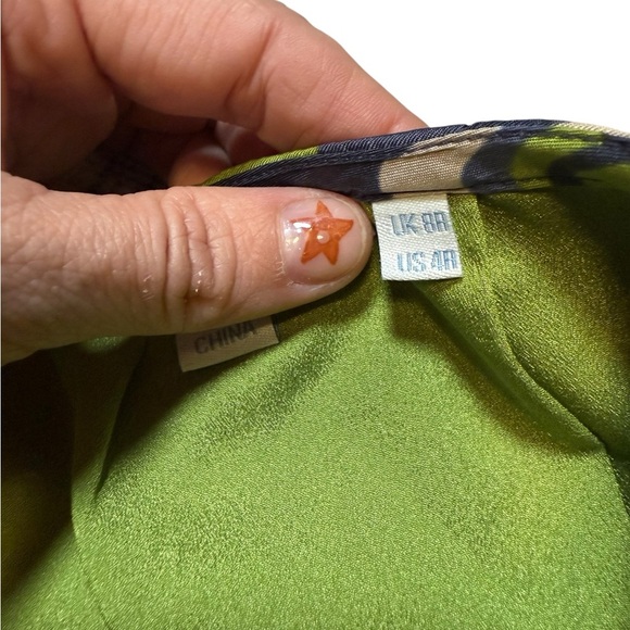 Boden Silk Mini Skirt Blue Cream Lime Floral Print Women’s Size 4R - Picture 3 of 8